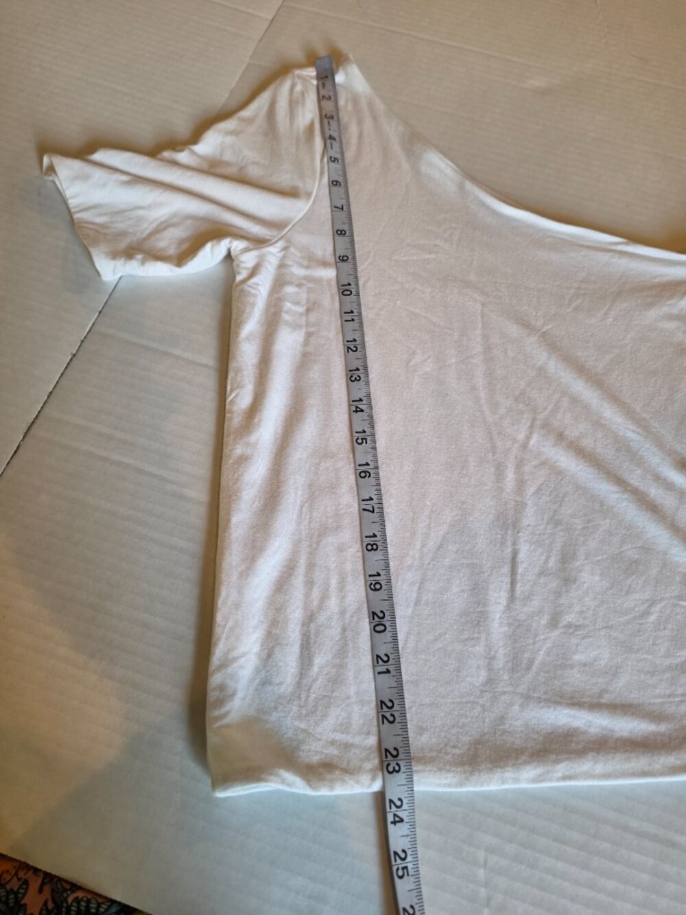J Crew Form Knit One Shoulder Elbow-Sleeve White T-Shirt Size Large - Picture 2 of 9